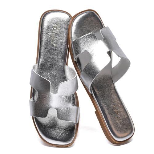 Microfiber Leather Comfort Foam Slip On Flat Sandals L32057
