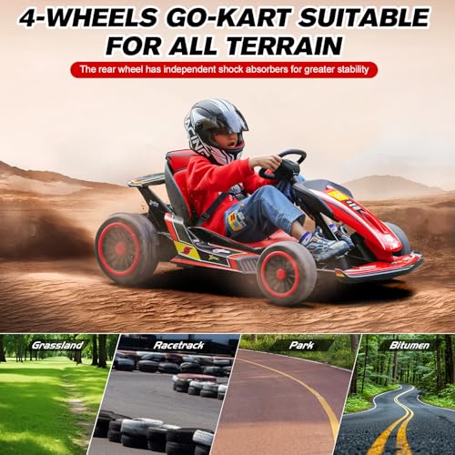 24V Battery Powered Electric Go Kart with 150 * 2 Motors, Red O4527