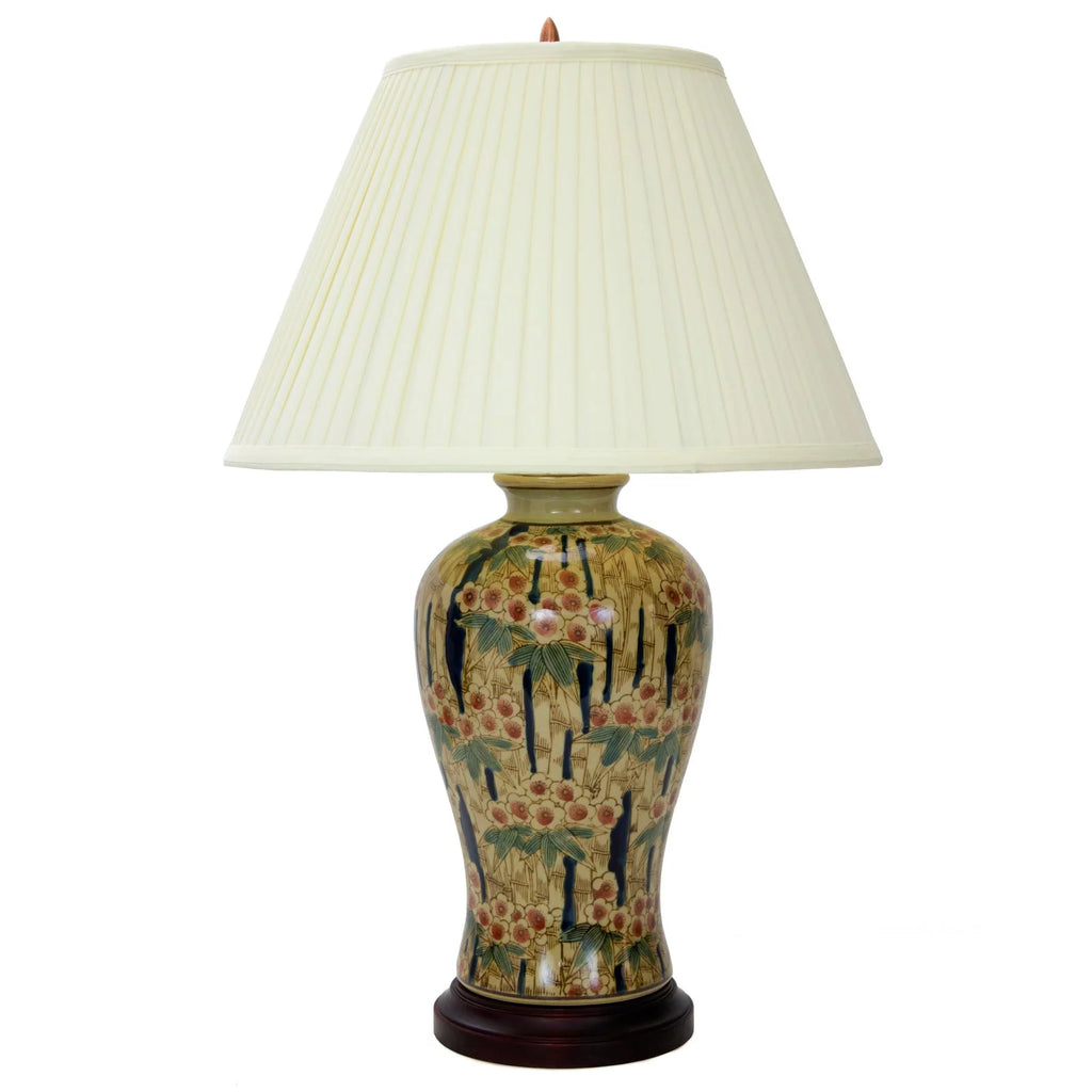 25" Glazed Bamboo Blossom Vase Lamp D9019