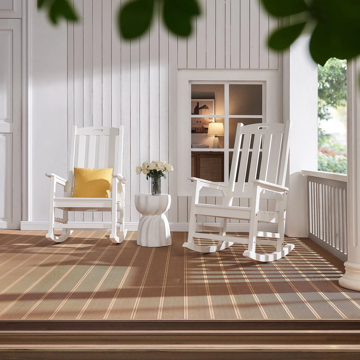 White Poly Lumber Rocking Chair with High Back D23554