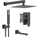 3-Spray Hand Shower Tub and Shower Faucet with 12 in. Rain Shower Head in Matte Black A574159