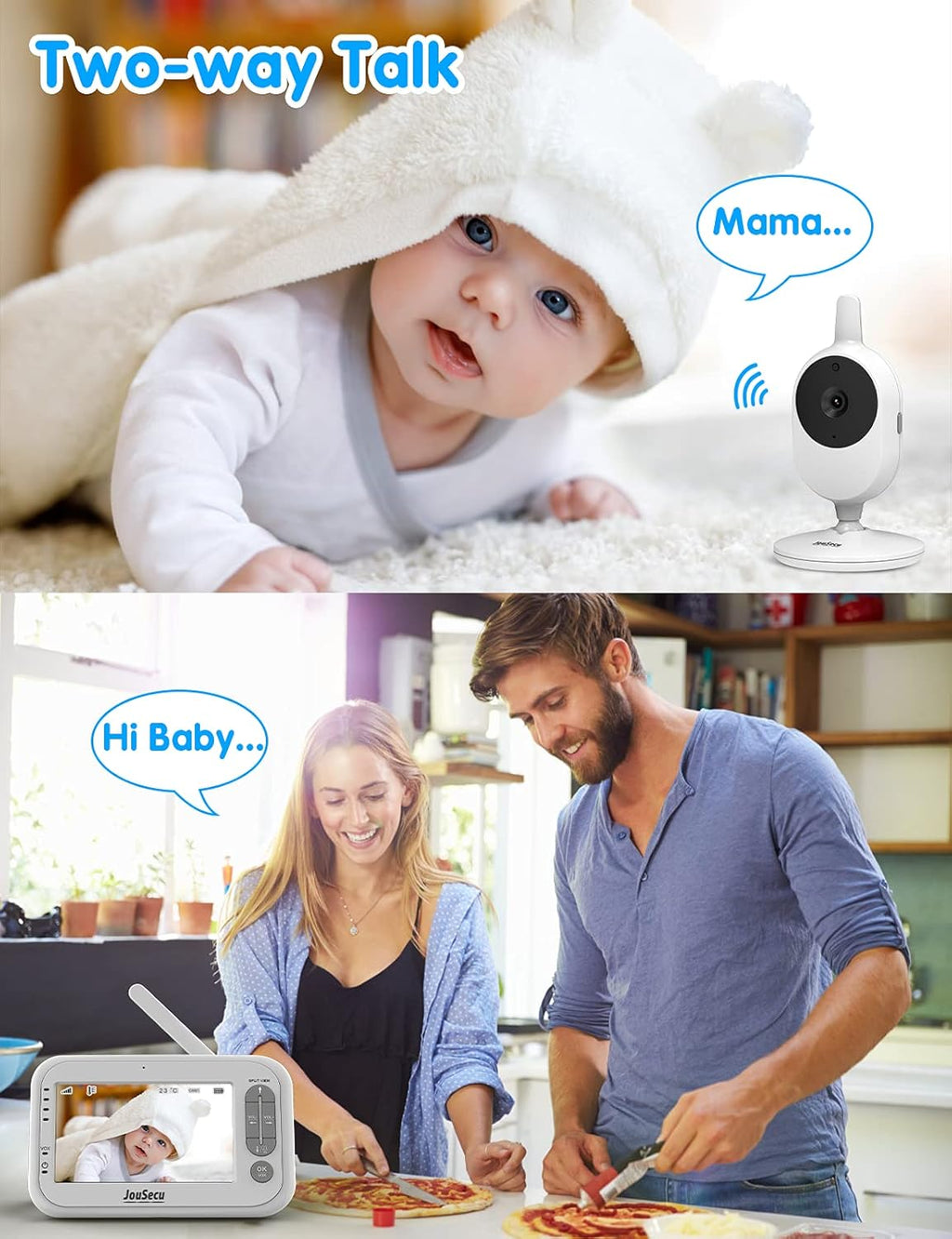 Baby Monitor with Camera and Audio 4.3 Inches LCD Split Screen P943