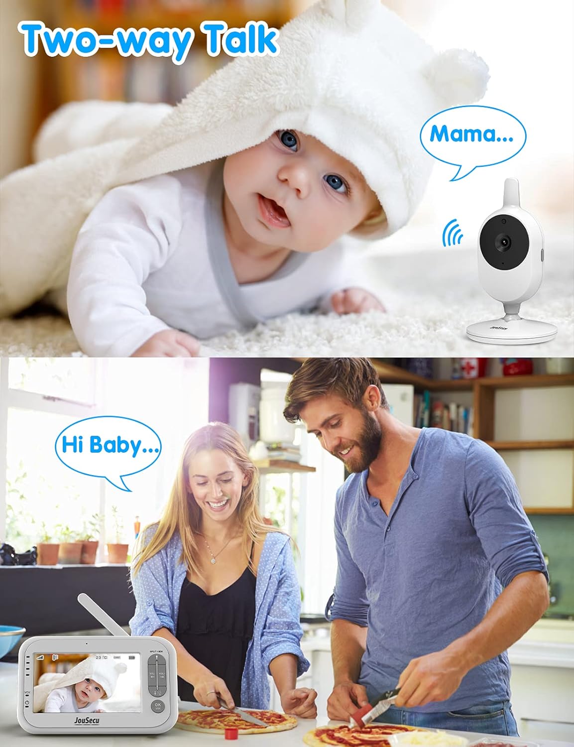Baby Monitor with Camera and Audio 4.3 Inches LCD Split Screen P943