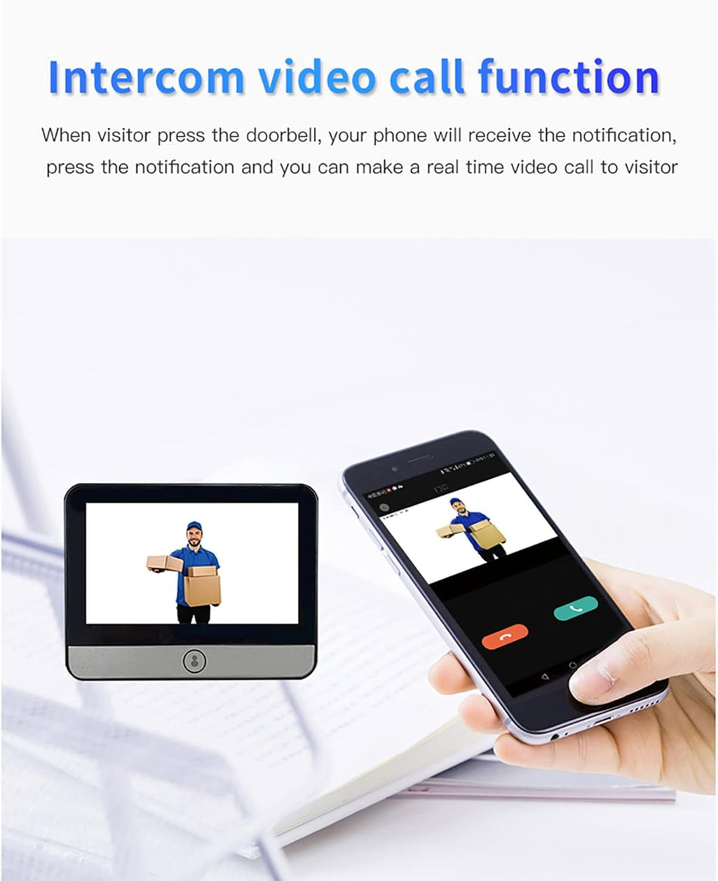 Digital Peephole Door Viewer WiFi Doorbell Camera 1080P Video Intercom 4.3 inch Monitor X677734
