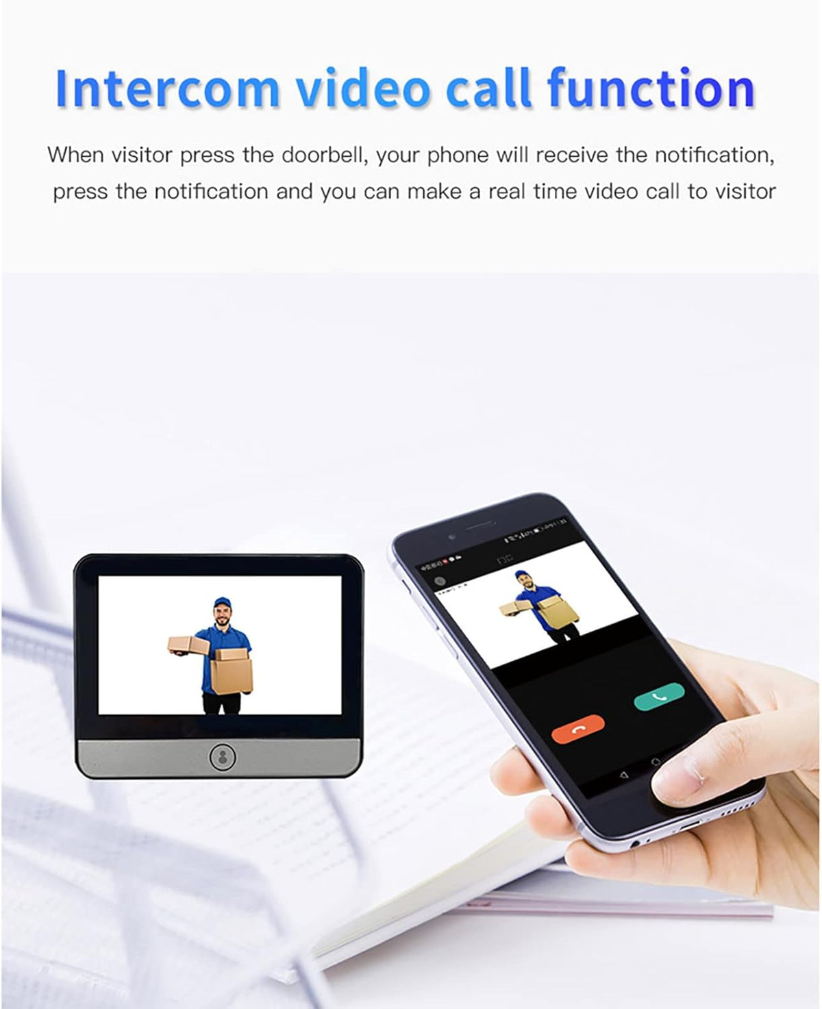 Digital Peephole Door Viewer WiFi Doorbell Camera 1080P Video Intercom 4.3 inch Monitor X677734
