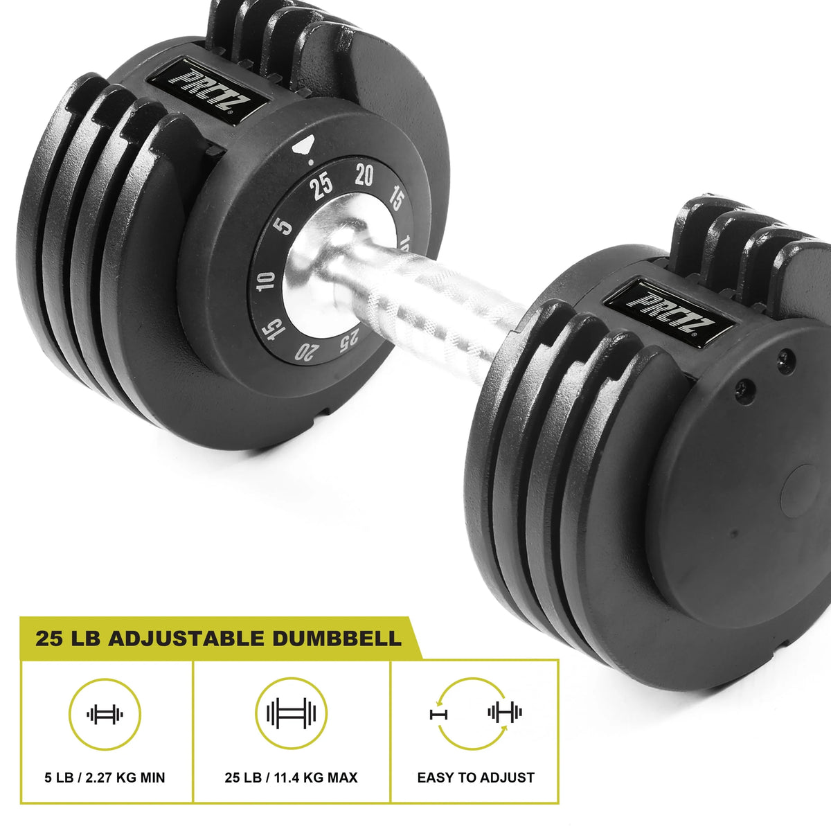 5-25lb Adjustable Dumbbell Black T338