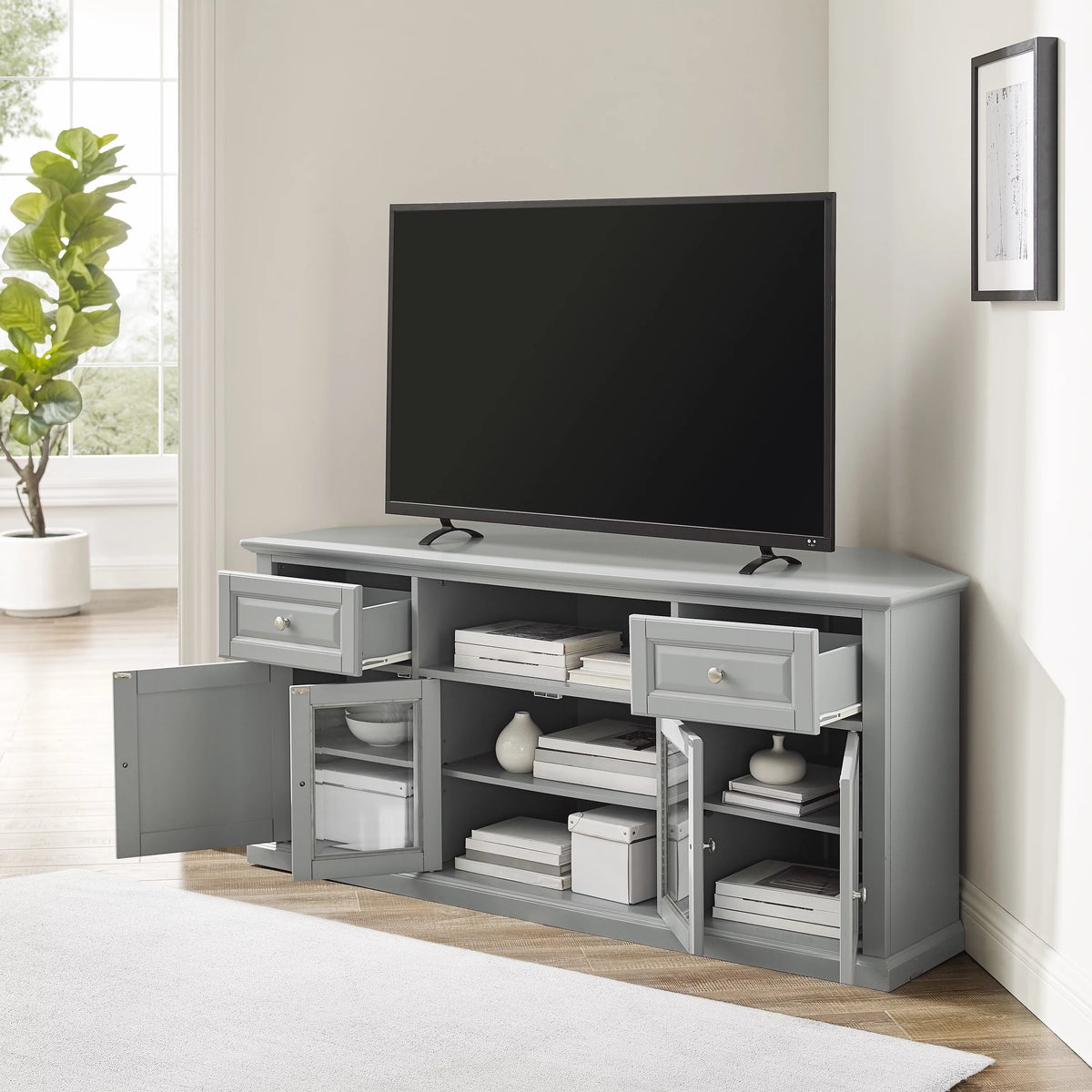 Gray Wood TV Stand P369