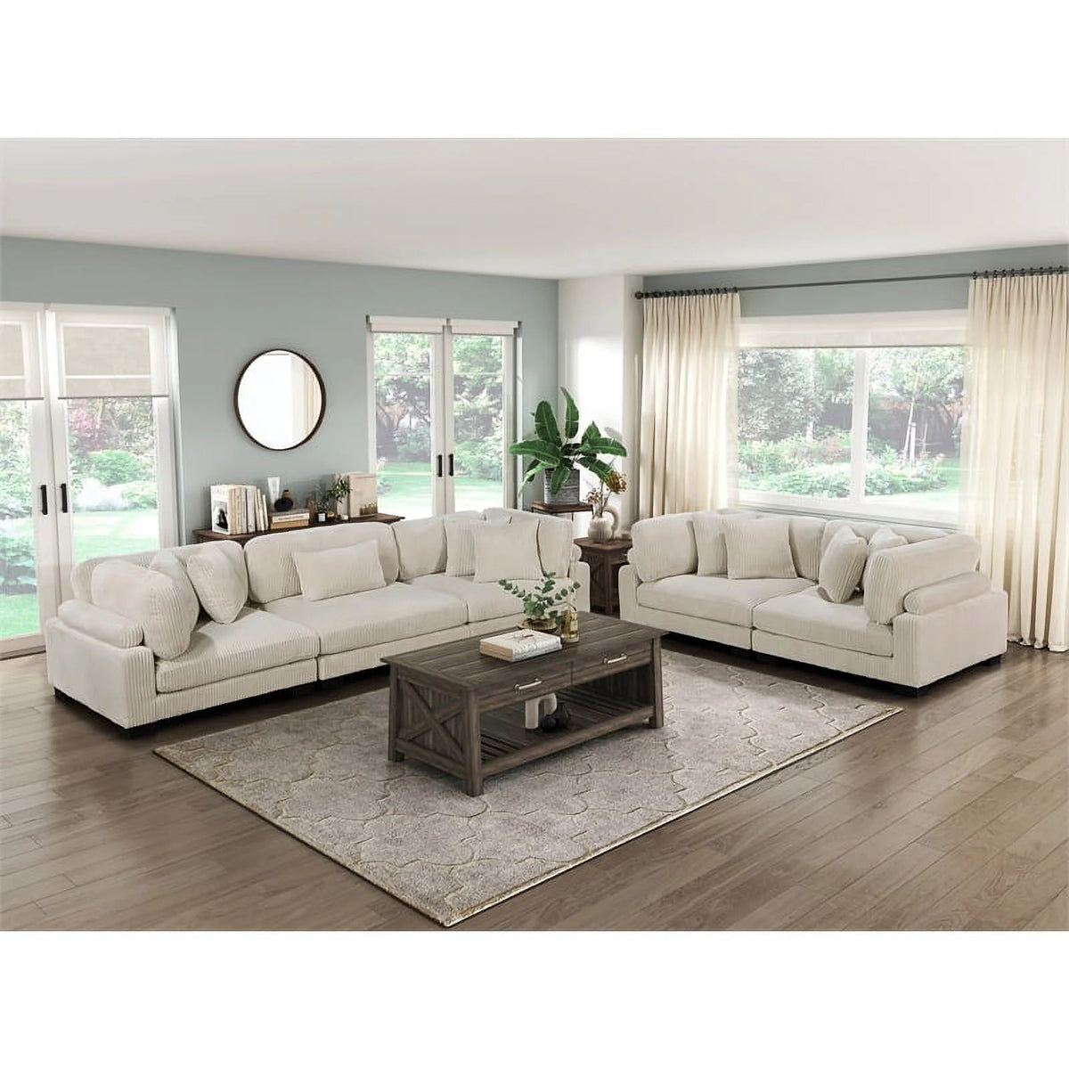 Beige Corduroy Loveseat E246