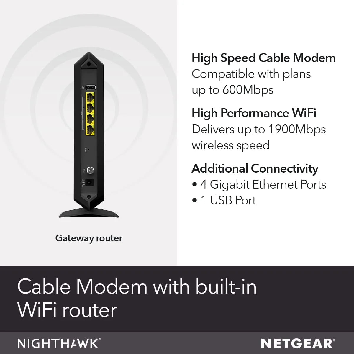 Refurbished AC1900 WiFi Cable Modem Router N111151