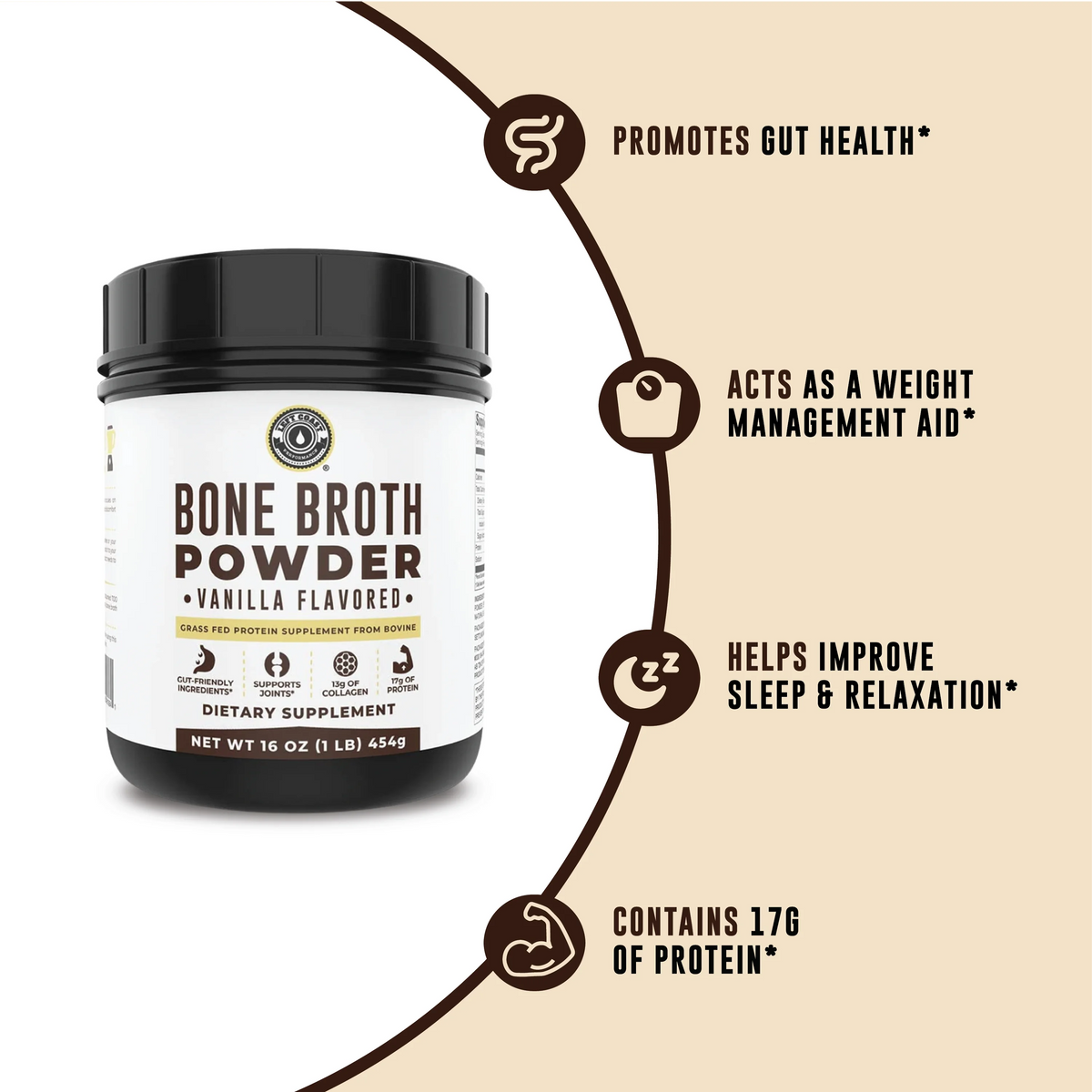 Grass Fed Collagen Protein Powder, Vanilla, 16 oz D581