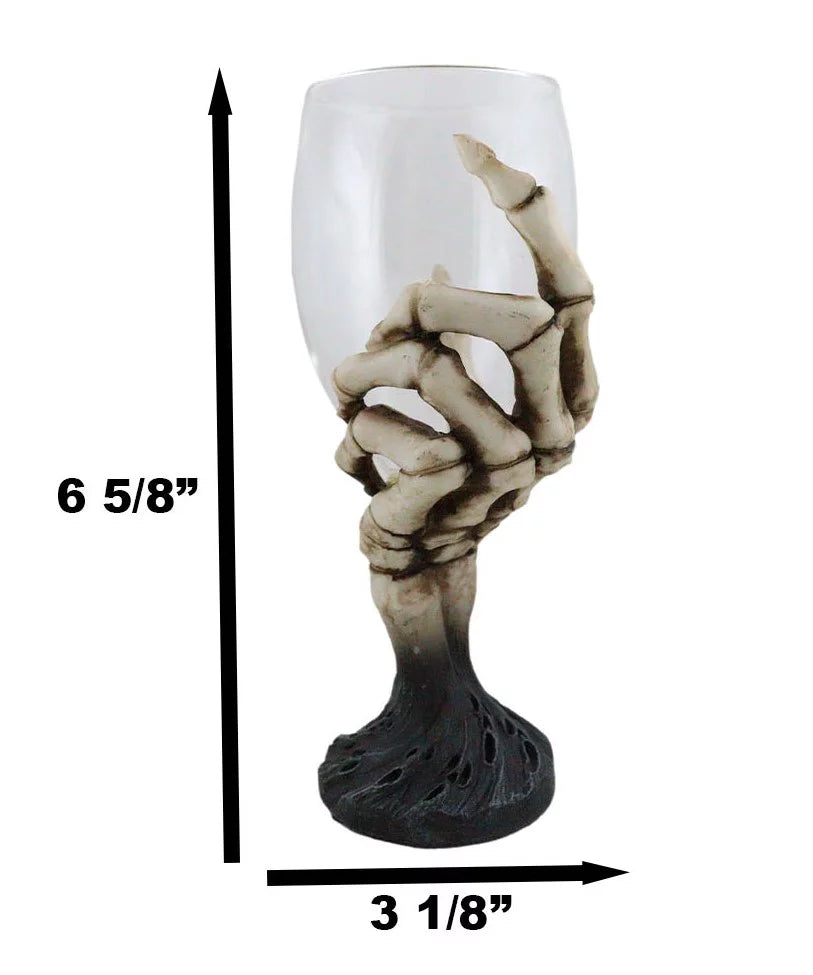 Gothic Skeleton Hand Wine Goblet Glass Chalice U41697