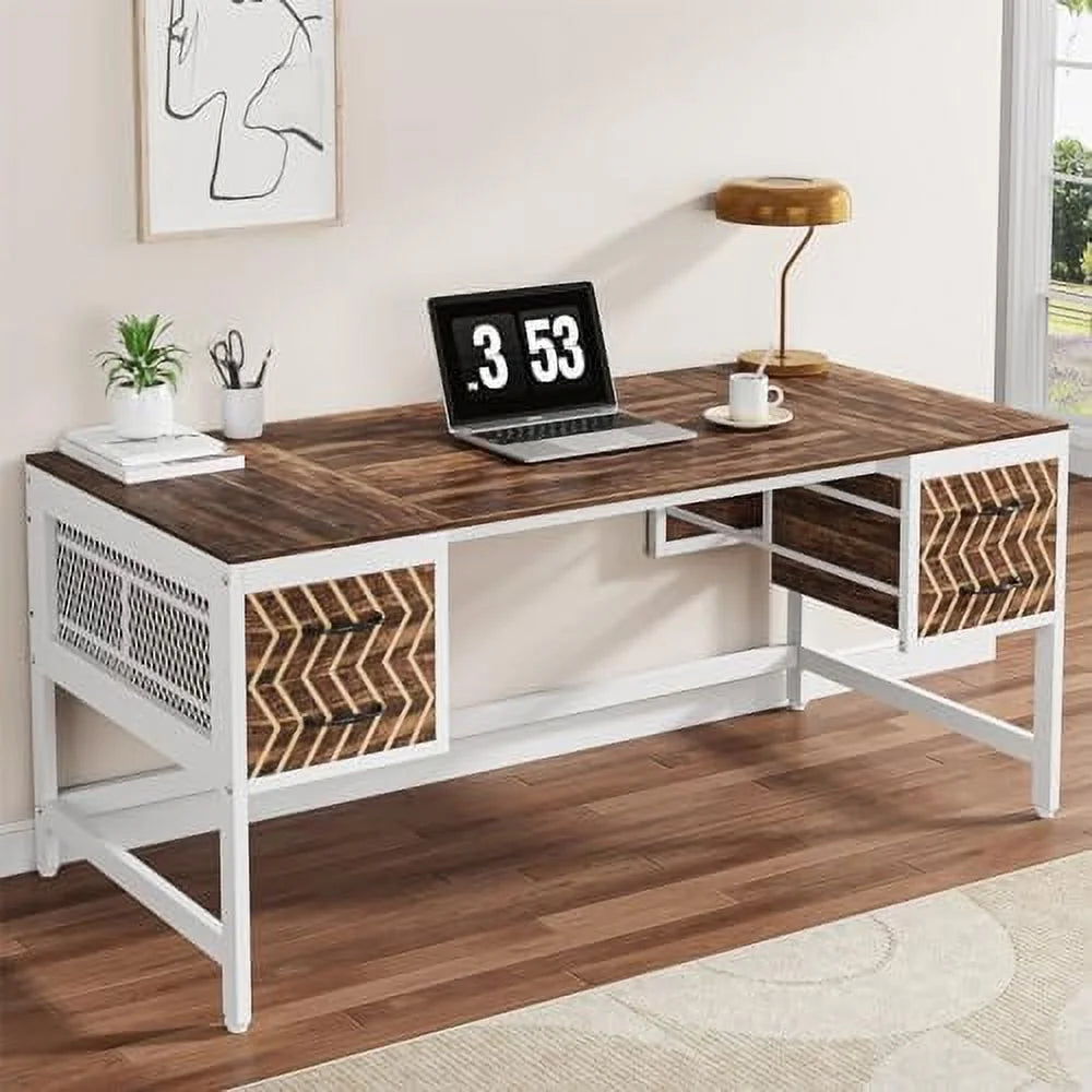 Home Office Desk with Drawers 63" Computer Desk W49892