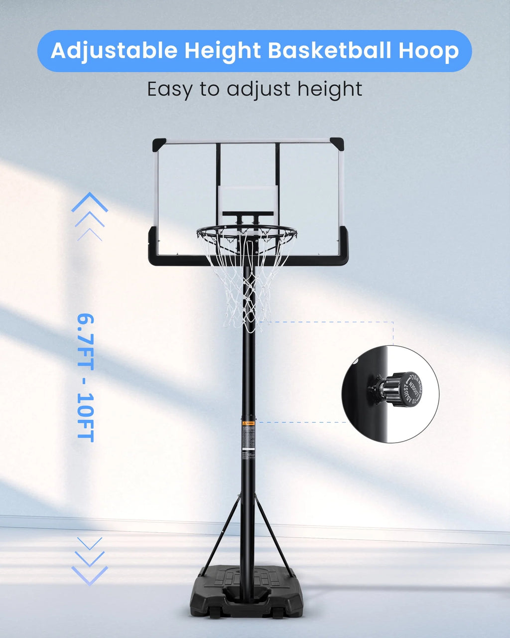 Portable Adjustable Basketball Hoop with 44 inch PVC Backboard N98242