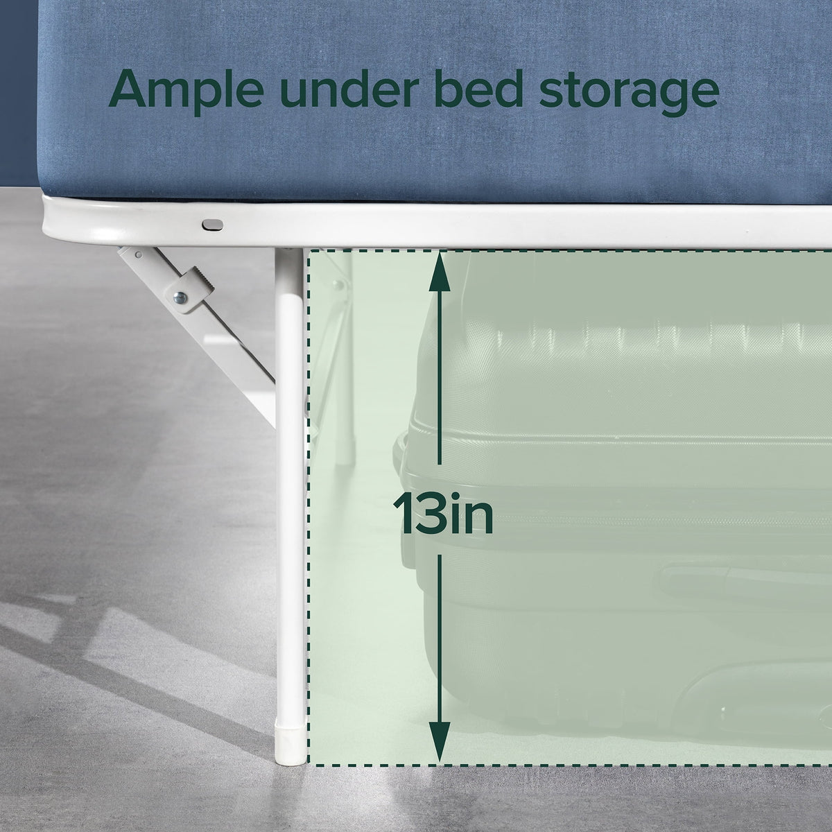 14" White Metal Mattress Foundation, Narrow Twin H5778
