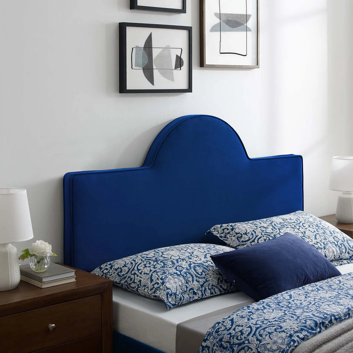 Navy Performance Velvet Full/Queen Headboard C488730