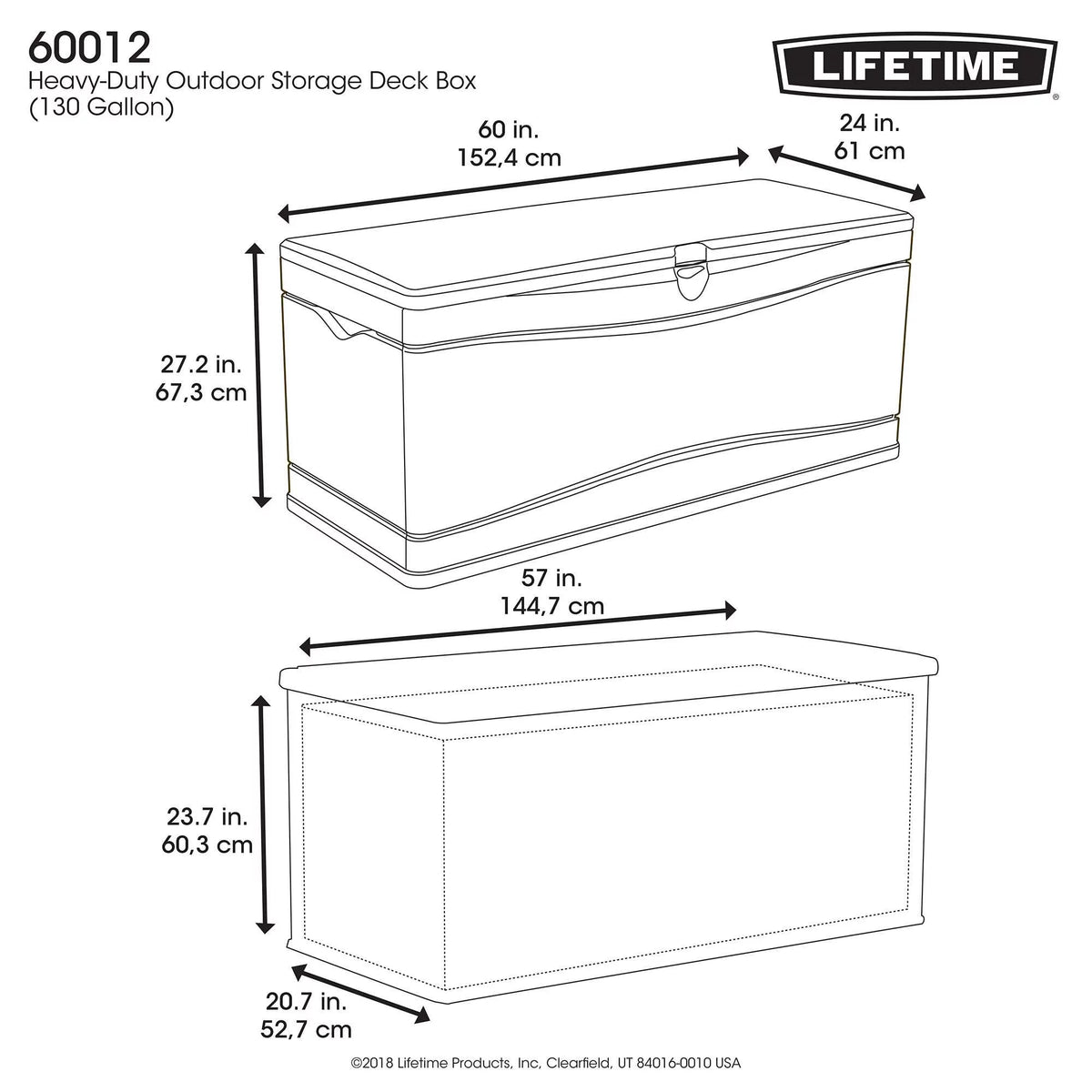 Heavy-Duty 130 Gallon Plastic Deck Box U257