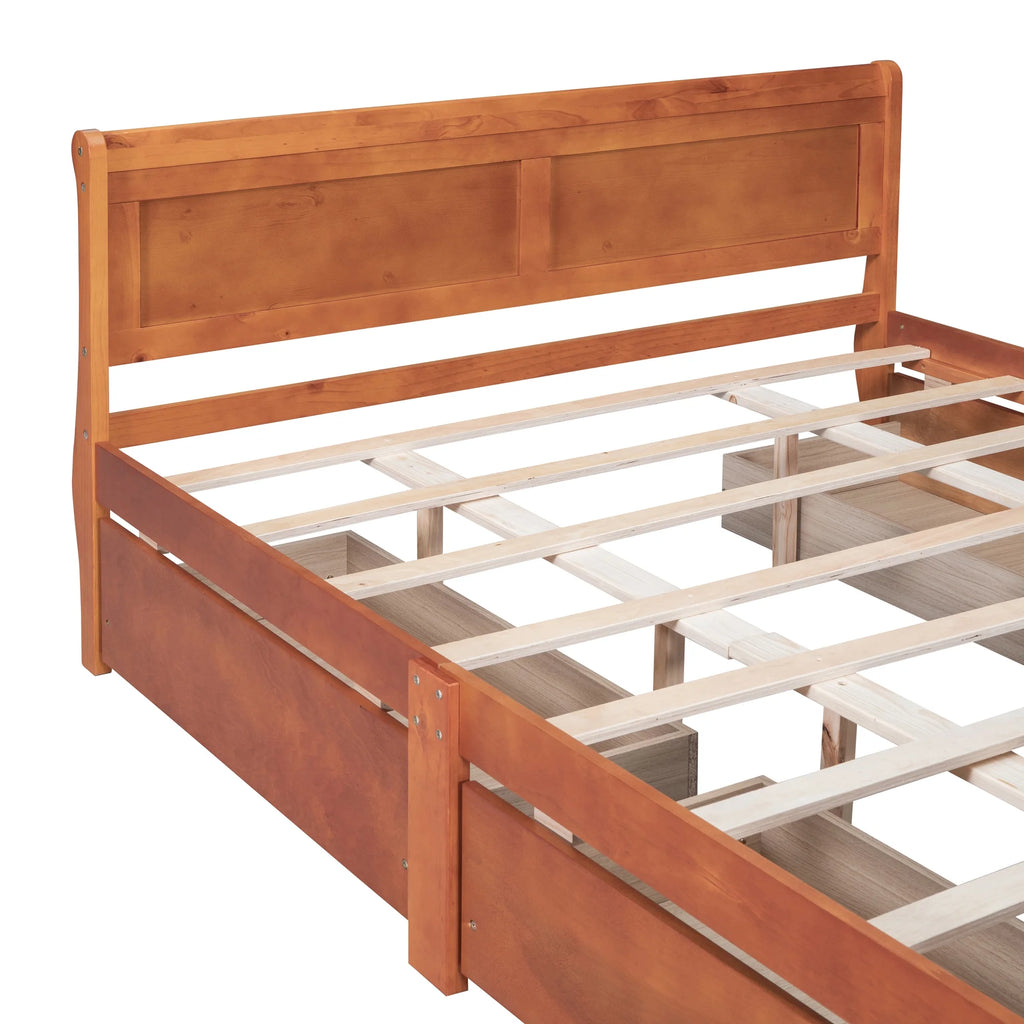 Queen Size Wood Platform Bed Frame with 4 Storage Drawers F909