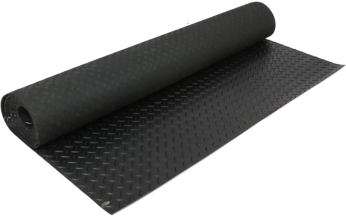 Black 3.3 x 16.5FT Heavy Duty Rubber Diamond Garage Floor Mat B170441