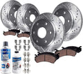 12 Front & Rear Drilled & Slotted Rotors + Ceramic Pads 10pc Set Z168743
