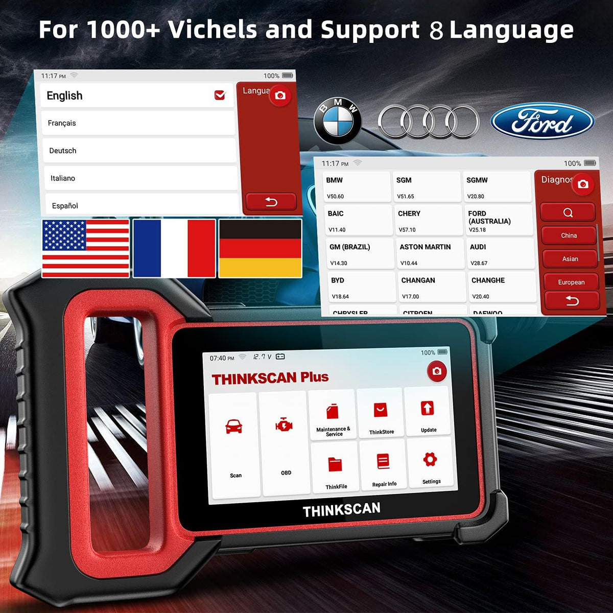 OBD2 Scanner Car Diagnostic Scanner with 28 Reset Functions 5 inch Touchscreen I305264