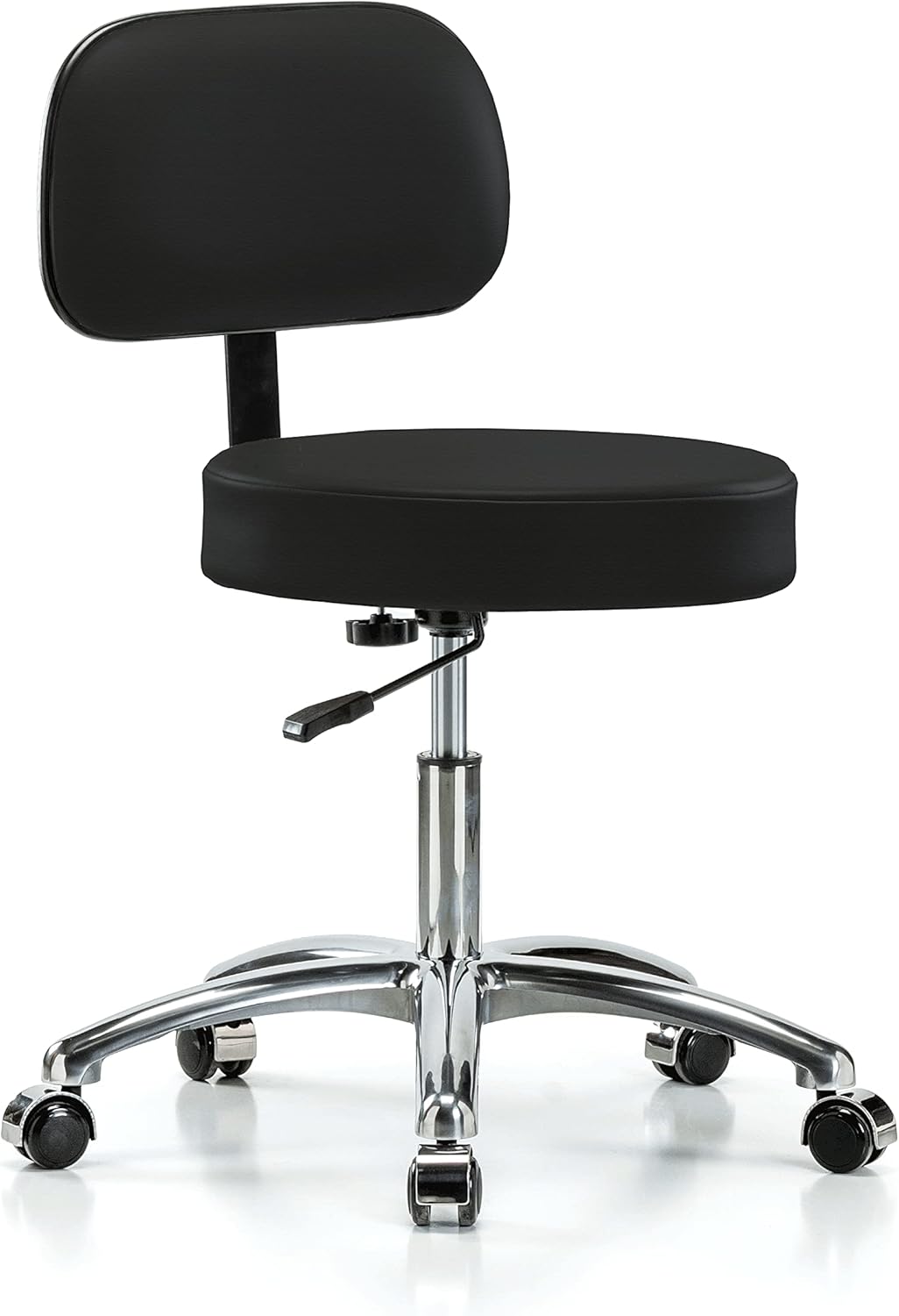 Chrome Height Adjustable Exam Stool with Back G27848