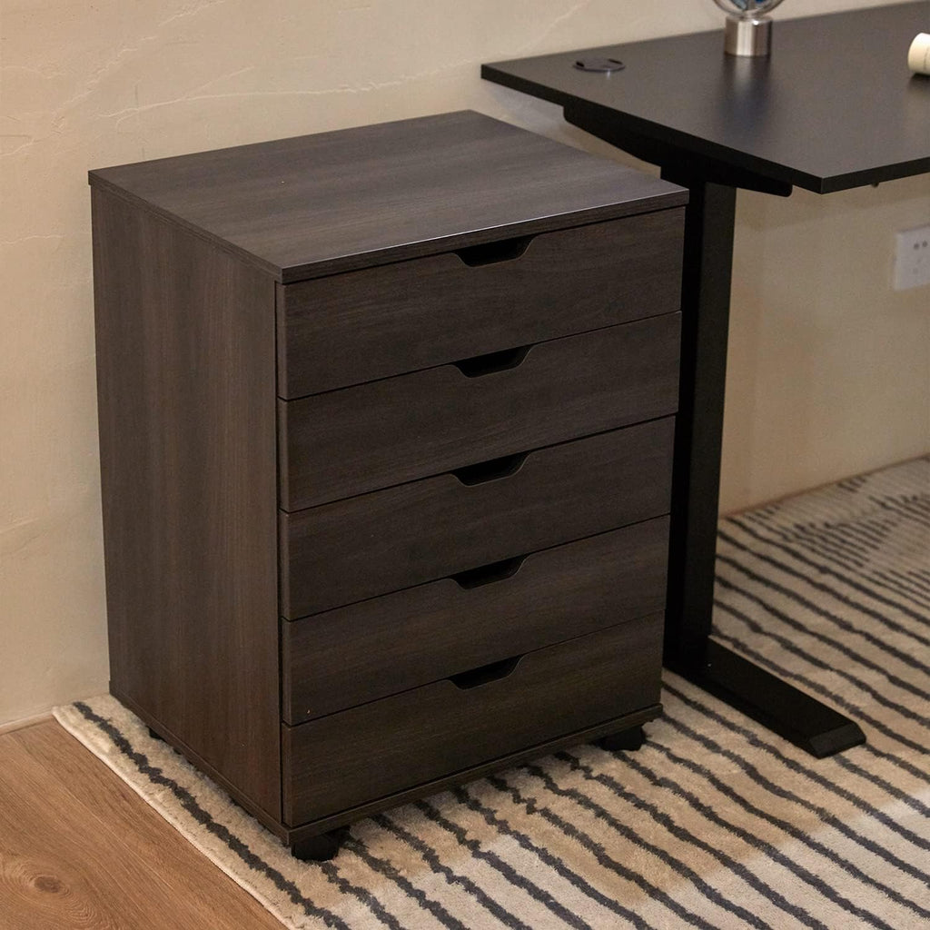 White 5 Drawer File Cabinet with Casters G842173