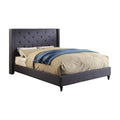 Blue Fabric and Wood Wingback California King Bed V64333