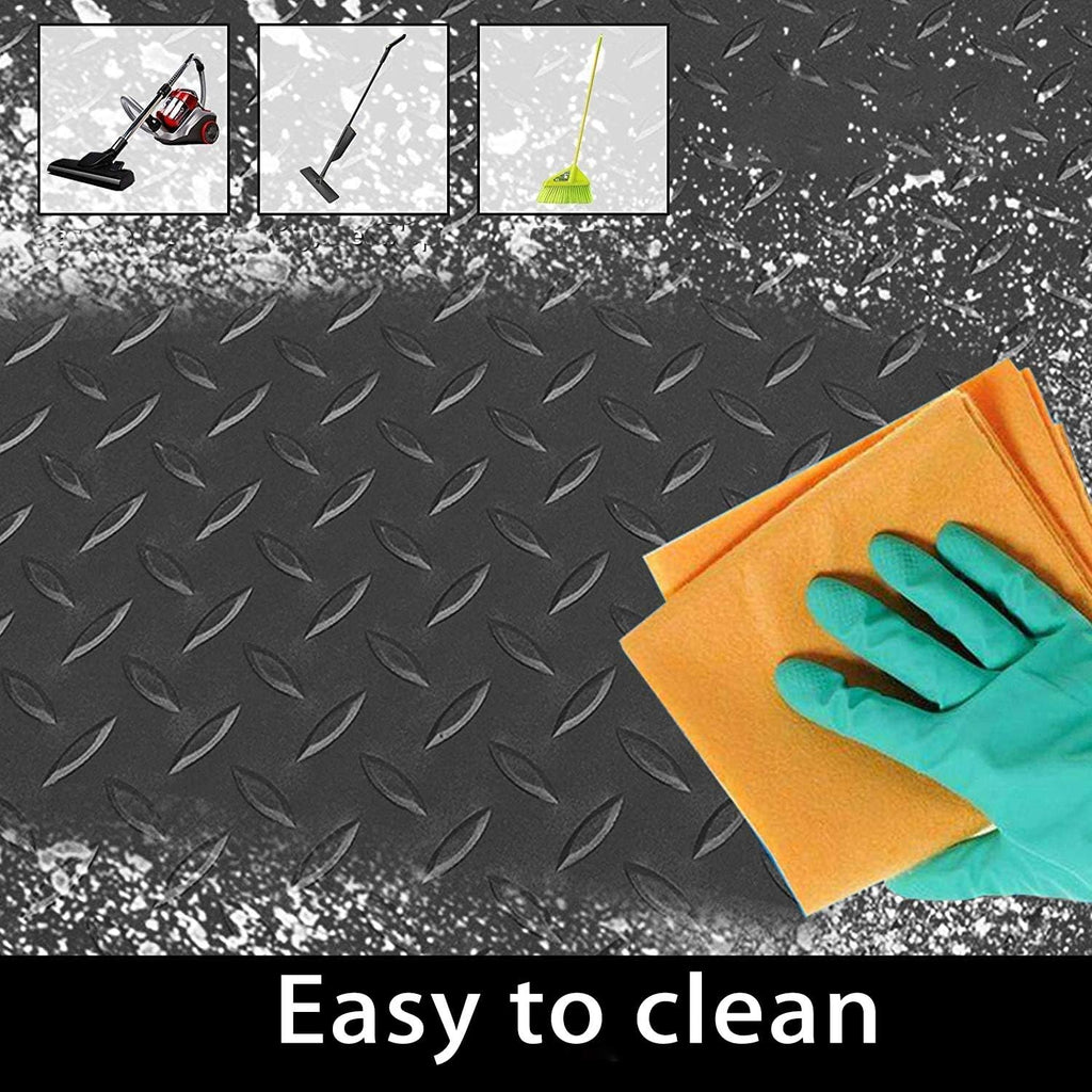 Black 3.3 x 16.5FT Heavy Duty Rubber Diamond Garage Floor Mat B170441