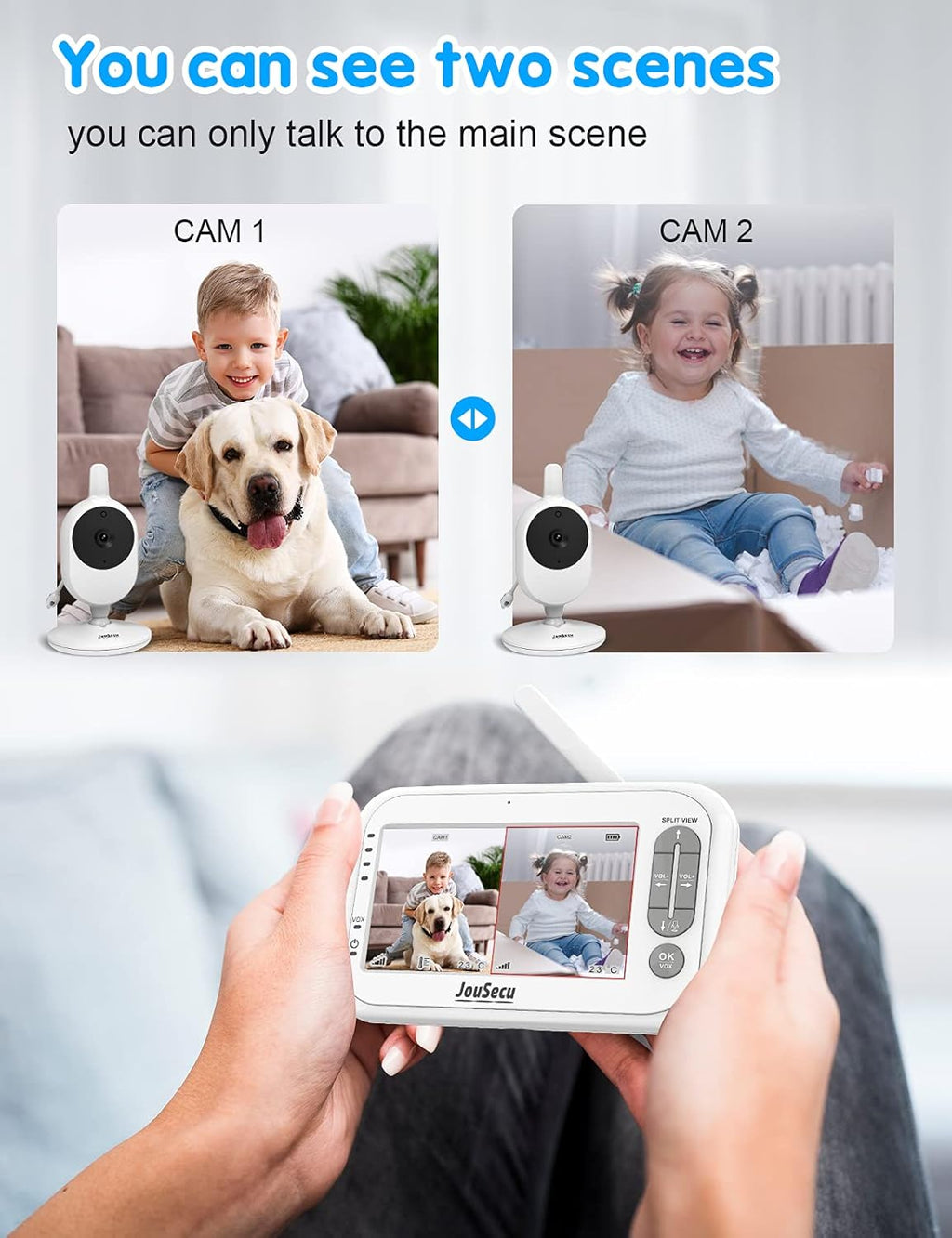 Baby Monitor with Camera and Audio 4.3 Inches LCD Split Screen P943