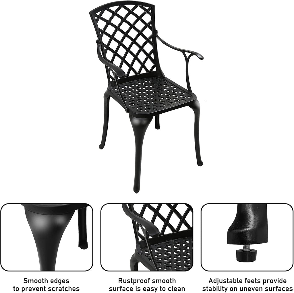 Black Set of 2 Cast Aluminum Outdoor Dining Chairs M655