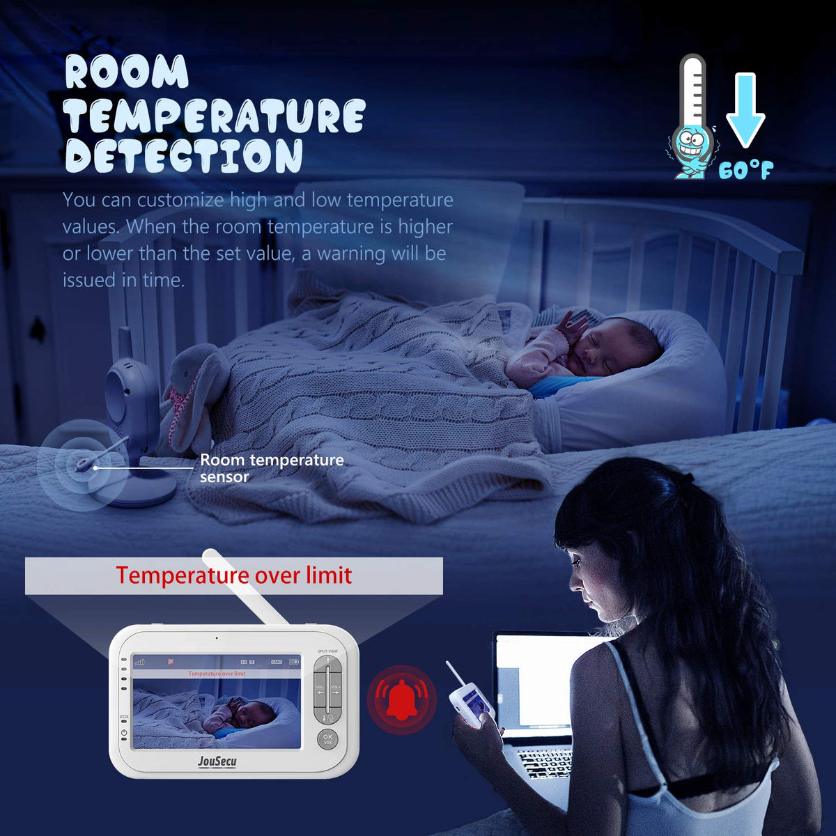 Baby Monitor with Camera and Audio 4.3 Inches LCD Split Screen P943