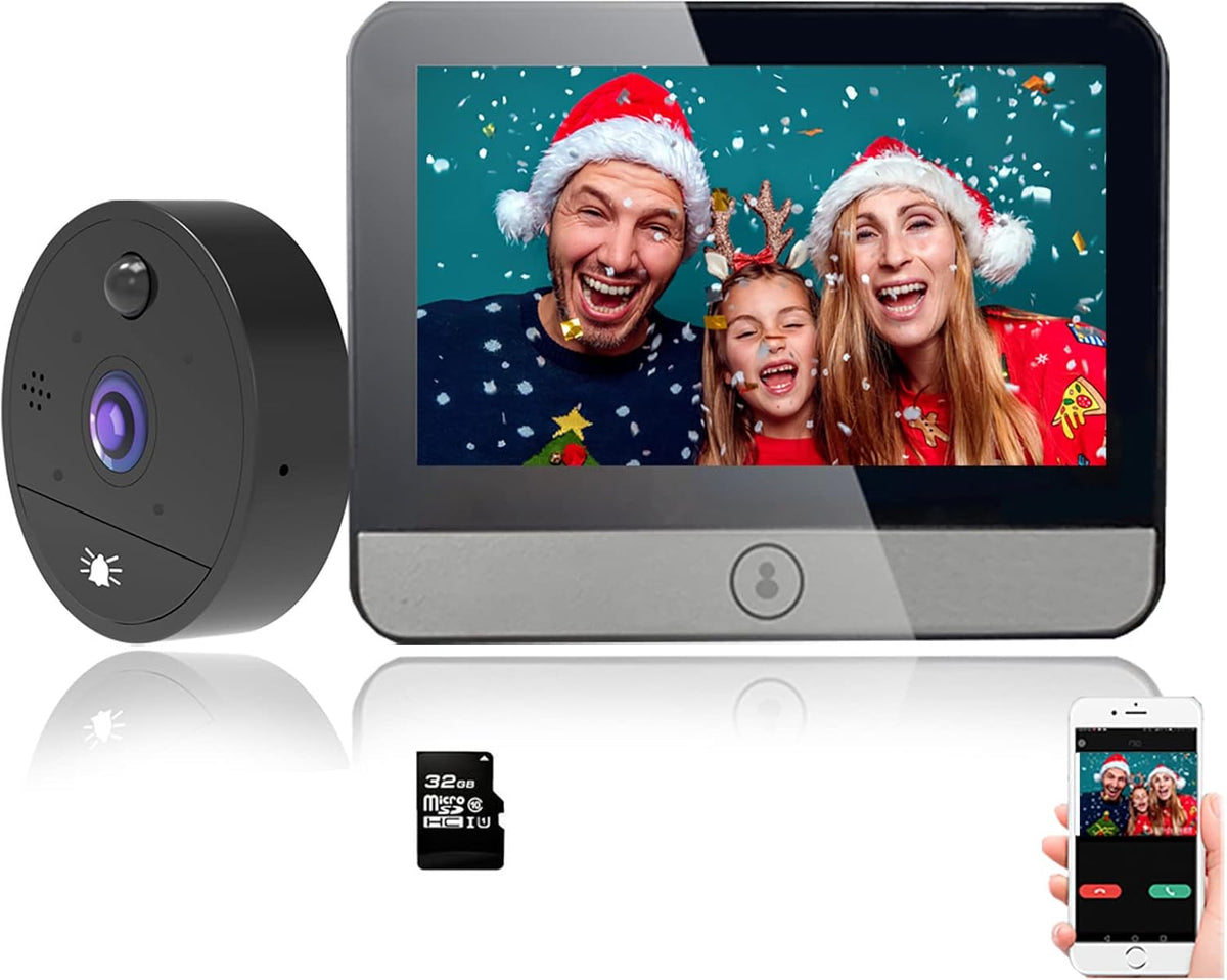 Digital Peephole Door Viewer WiFi Doorbell Camera 1080P Video Intercom 4.3 inch Monitor X677734