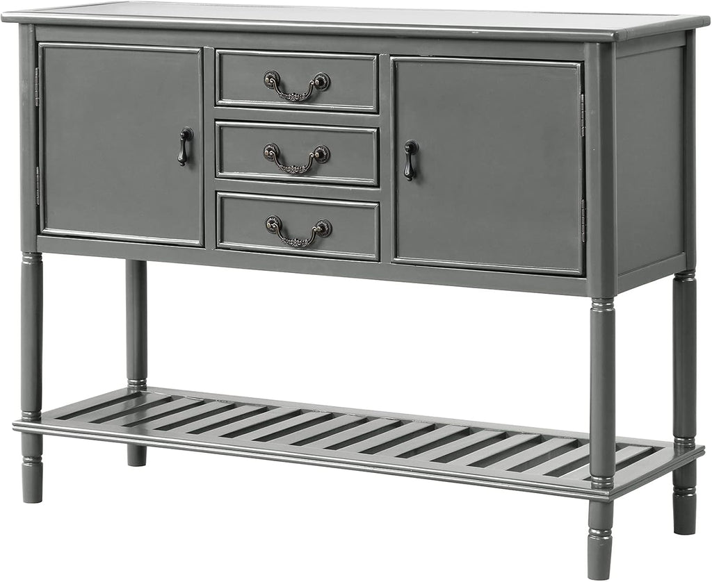 Solid Wood Console Table with 3 Drawers, 2 Cabinet and 1 Shelf H172