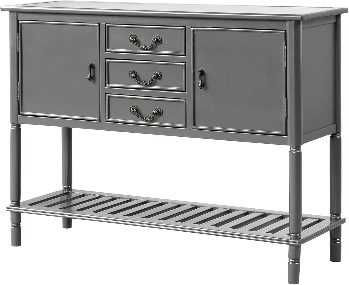 Solid Wood Console Table with 3 Drawers, 2 Cabinet and 1 Shelf H172