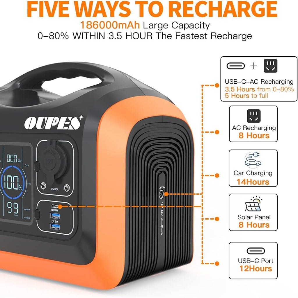 600W Portable Power Station with 100W Solar Panel Y36133