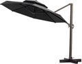 11.5FT Double Top Round Grey Offset Cantilever Outdoor Umbrella H577