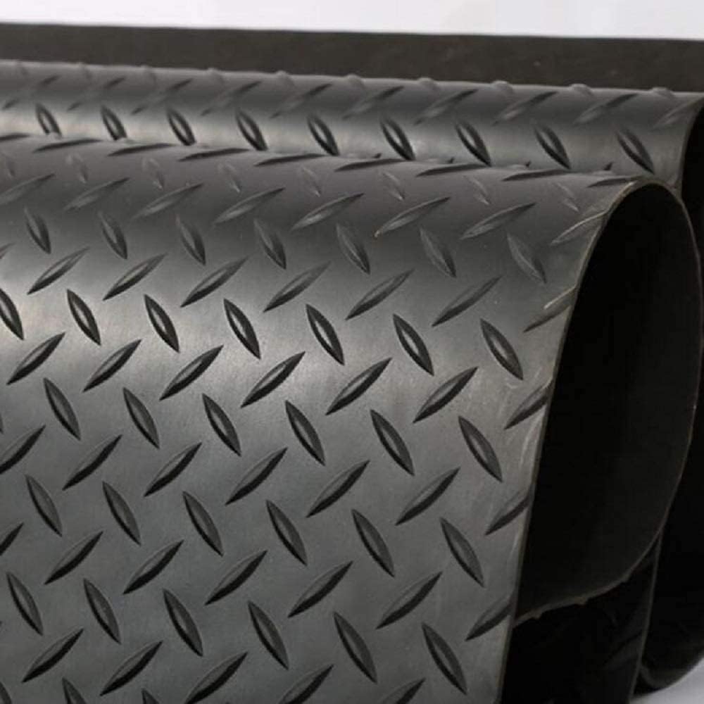 Black 3.3 x 16.5FT Heavy Duty Rubber Diamond Garage Floor Mat B170441