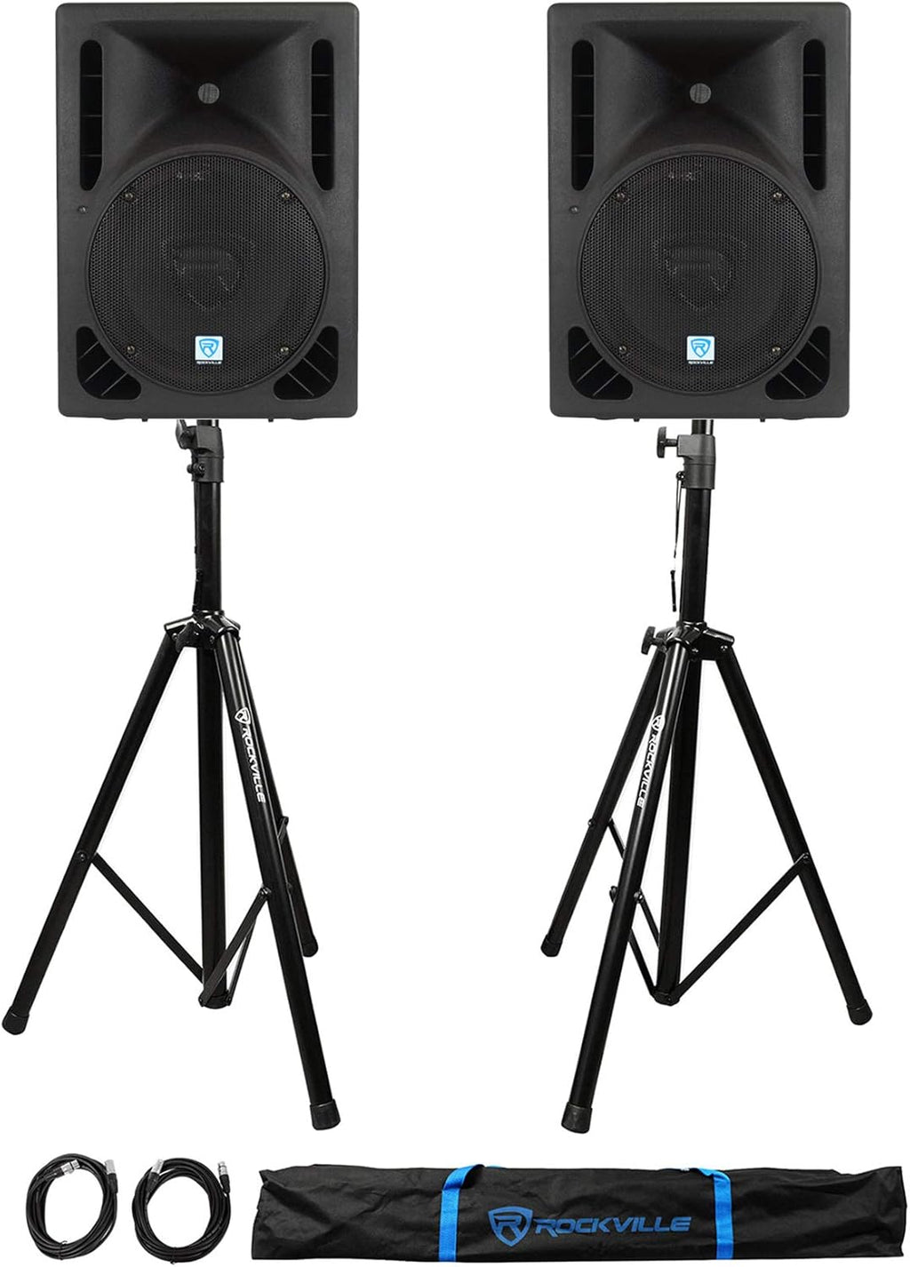 10 Powered DJ Speakers with Stands and Cables D809