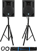 10 Powered DJ Speakers with Stands and Cables D809