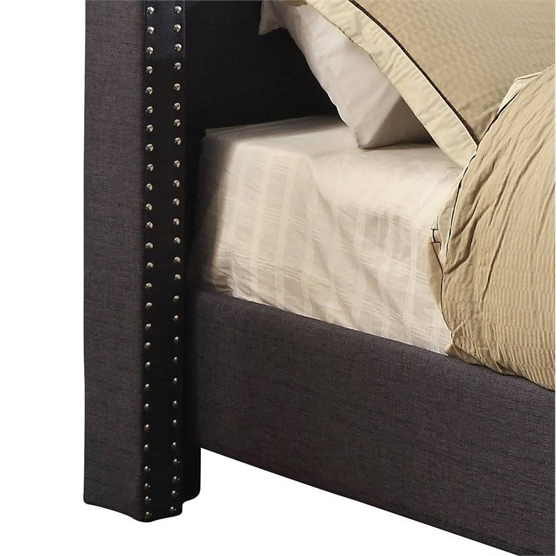 Blue Fabric and Wood Wingback California King Bed V64333