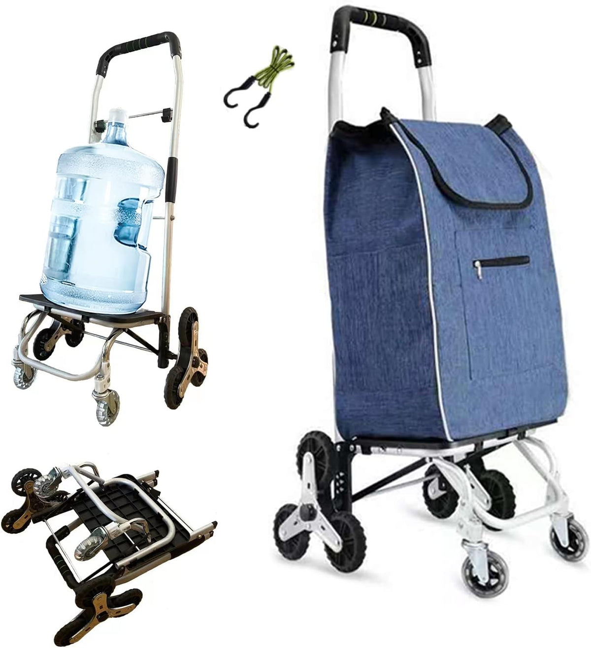 Foldable Grocery Cart with Aluminum Frame, 8 Wheel, Pack of 2 R95502