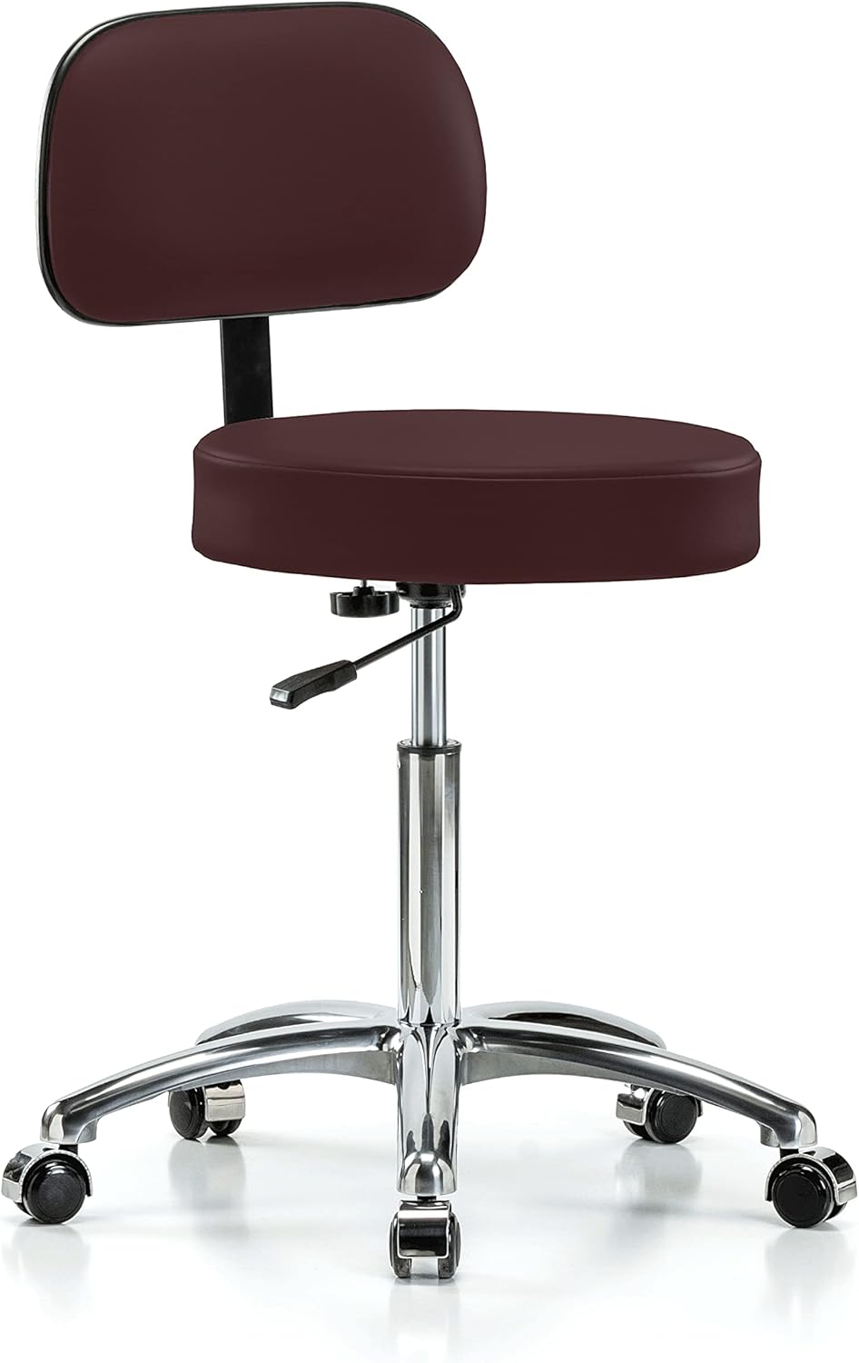 Chrome Height Adjustable Exam Stool with Back G27848