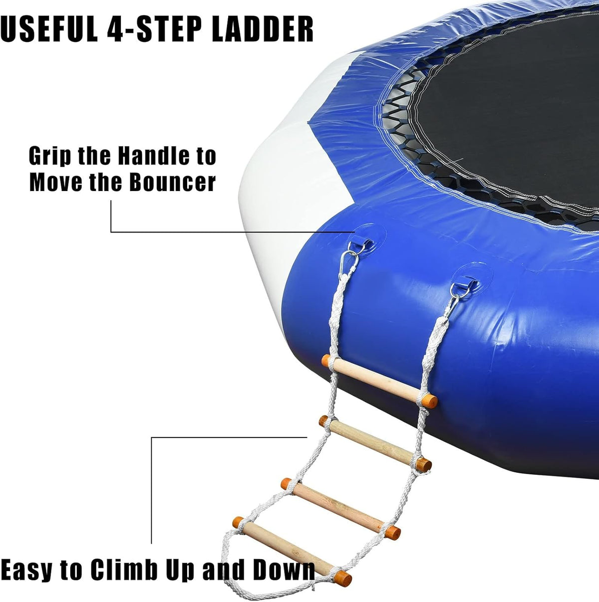 Inflatable Round Water Trampoline with Electric Inflator and 4-Step Ladder I792