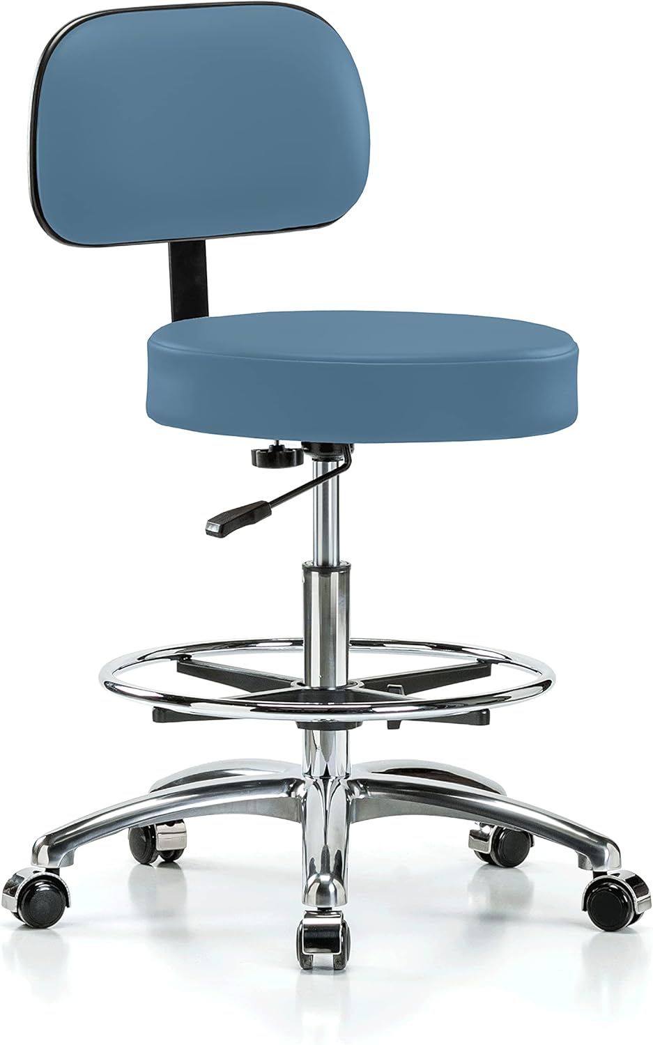 Chrome Height Adjustable Exam Stool with Back G27848