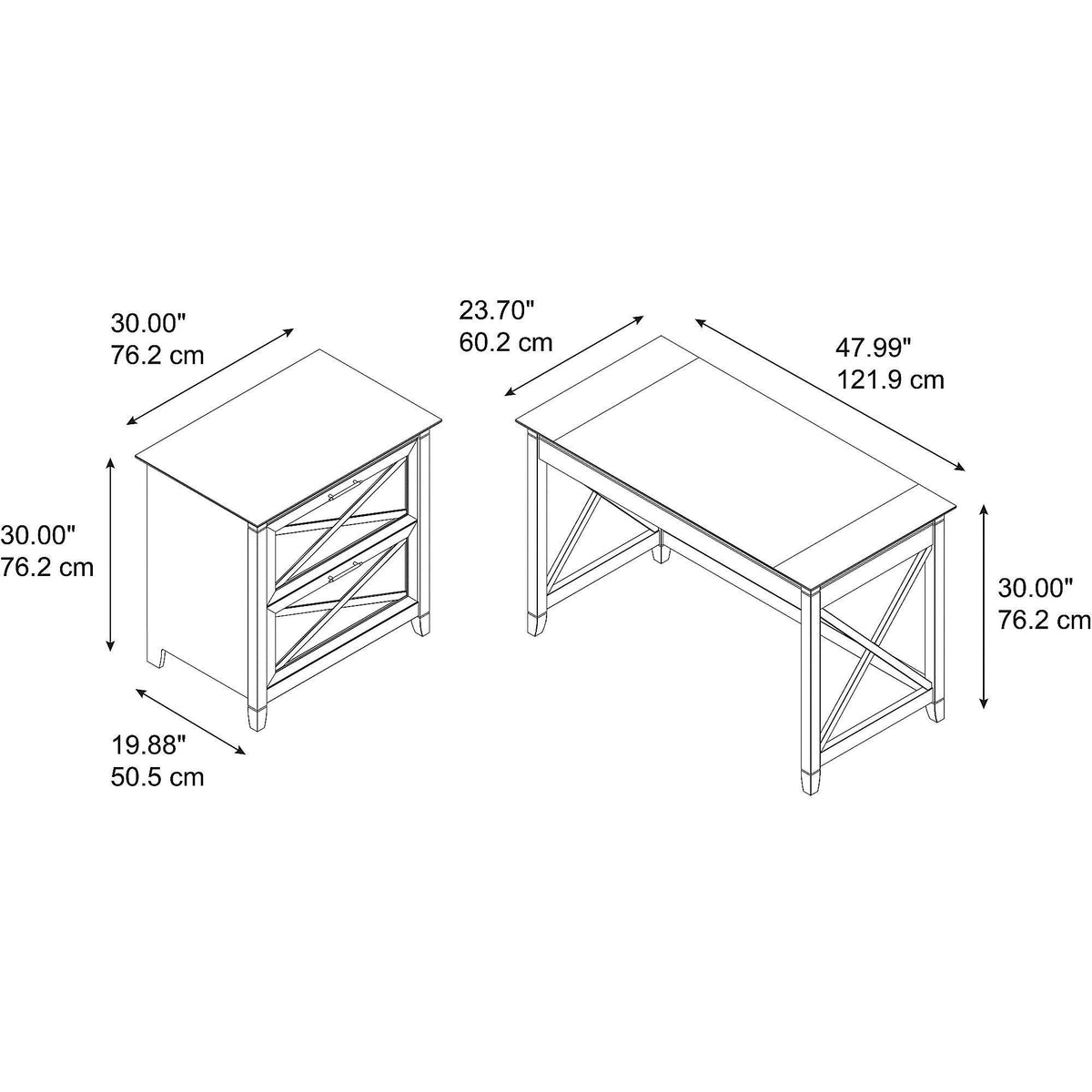 48-Inch Writing Desk with Lateral File Cabinet G38444