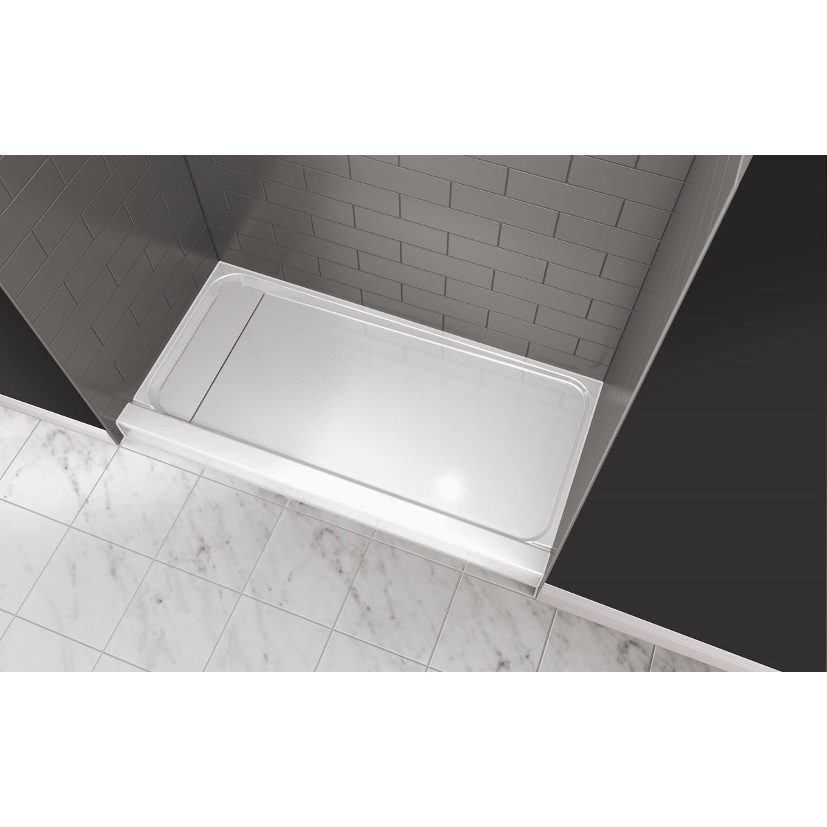 60x22 x 30x22 Rectangular Shower Pan with Single L White Y359430