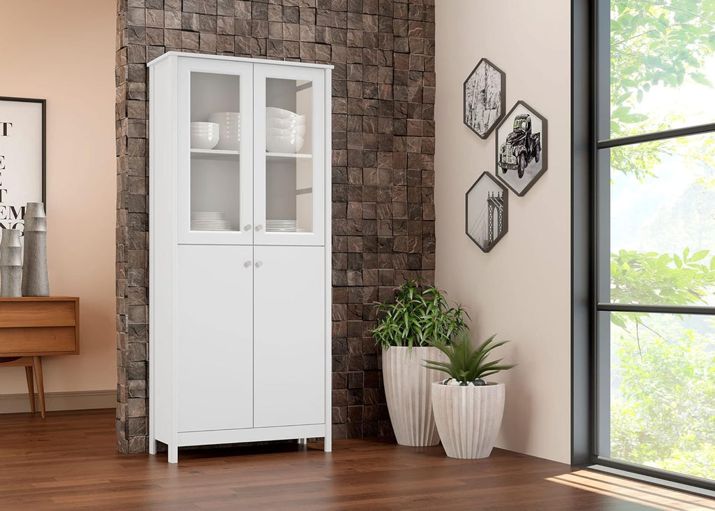 Grey Glass and Wood 4-Door Bookcase T804