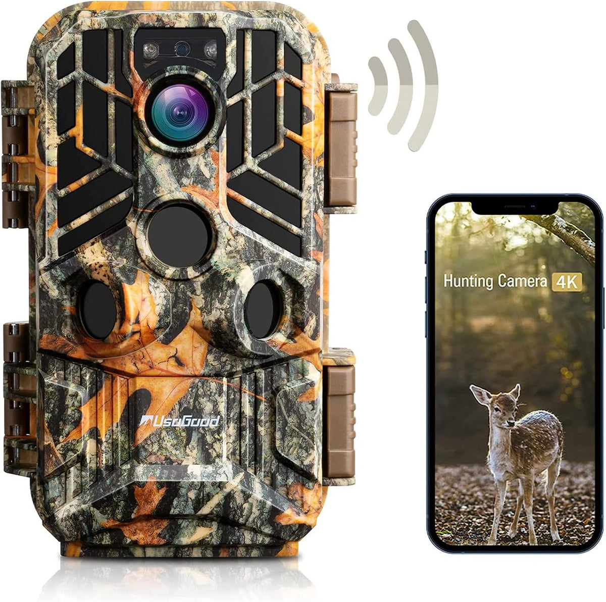 4K 30MP WiFi Bluetooth Trail Camera with No Glow Night Vision I43289