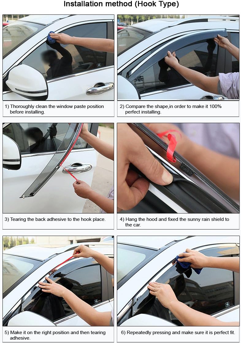 Car Window Visor Vent Shade Deflector Sun Rain Guards Pack of 2 P7928