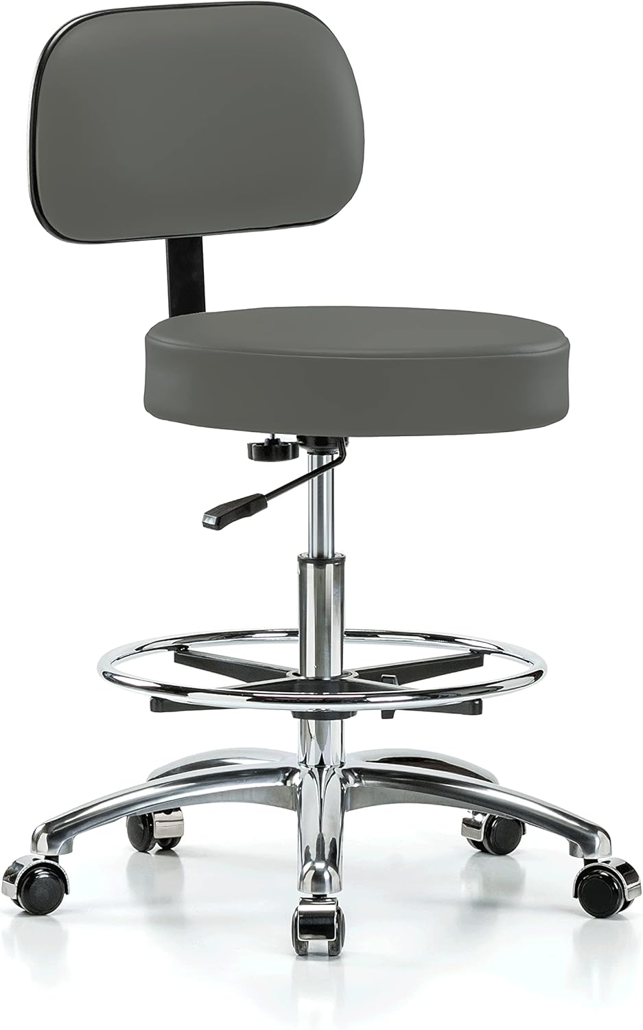 Chrome Height Adjustable Exam Stool with Back G27848